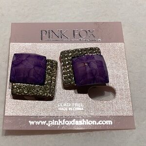 Vintage purple stone with rhinestones clip on earrings